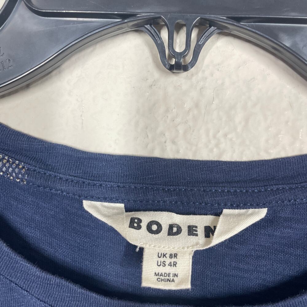 Boden 4 Leah Jersey T-Shirt Mini Dress Blue Cotton Pineapple Print Cap Sleeves - Picture 4 of 9